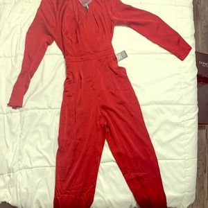 Express satin dark red Jumpsuit/ brand new /